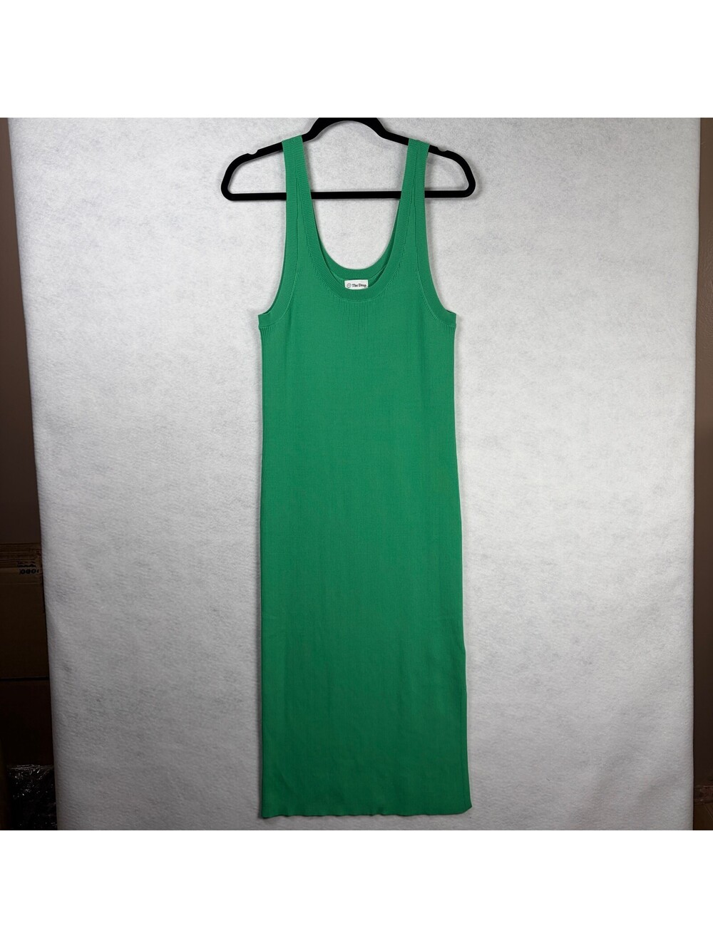The Drop Green Ribbed Knit Tank Dress Large